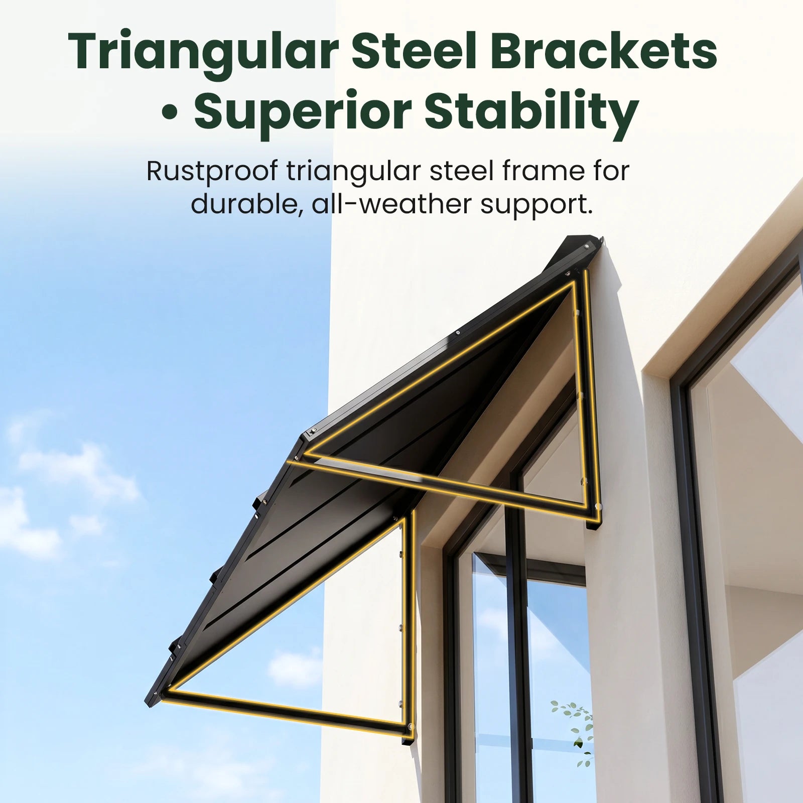 Heavy-Duty Metal Door Awning for Front Doors & Windows – All-Weather Exterior Canopy Protection