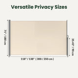 71" x 138" Retractable Side Awning Outdoor Privacy Screen, Waterproof UV Resistant Patio Privacy Divider for Balcony, Deck, Backyard, Garden & Pool