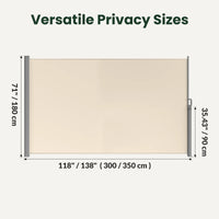71" x 138" Retractable Side Awning Outdoor Privacy Screen, Waterproof UV Resistant Patio Privacy Divider for Balcony, Deck, Backyard, Garden & Pool