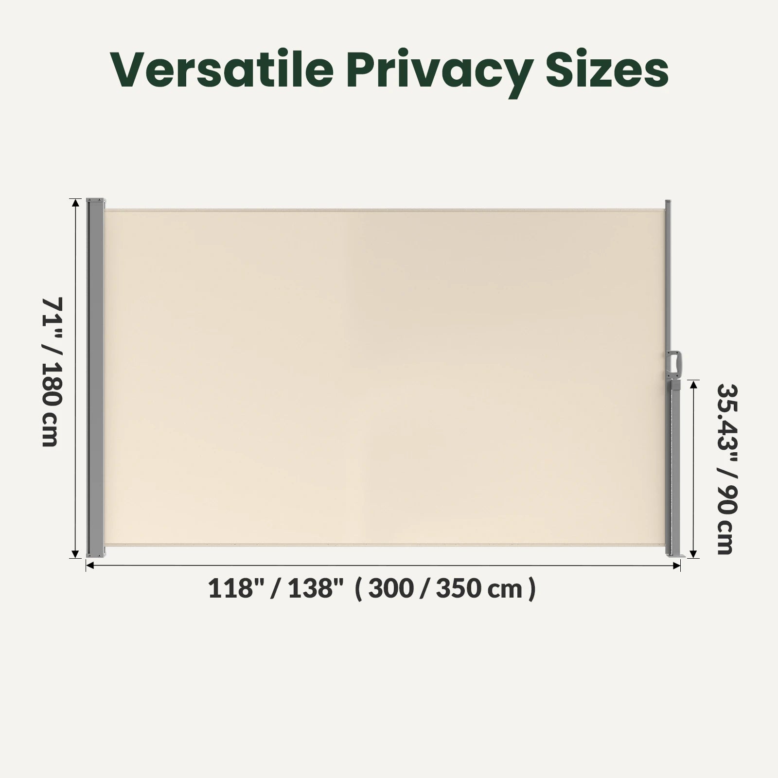 71" x 138" Retractable Side Awning Outdoor Privacy Screen, Waterproof UV Resistant Patio Privacy Divider for Balcony, Deck, Backyard, Garden & Pool
