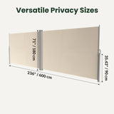 71" x 236" Retractable Side Awning Outdoor Privacy Screen, Waterproof UV Resistant Patio Privacy Divider for Balcony, Deck, Backyard, Garden & Pool