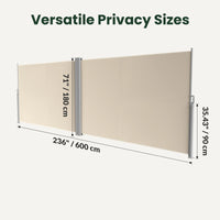 71" x 236" Retractable Side Awning Outdoor Privacy Screen, Waterproof UV Resistant Patio Privacy Divider for Balcony, Deck, Backyard, Garden & Pool