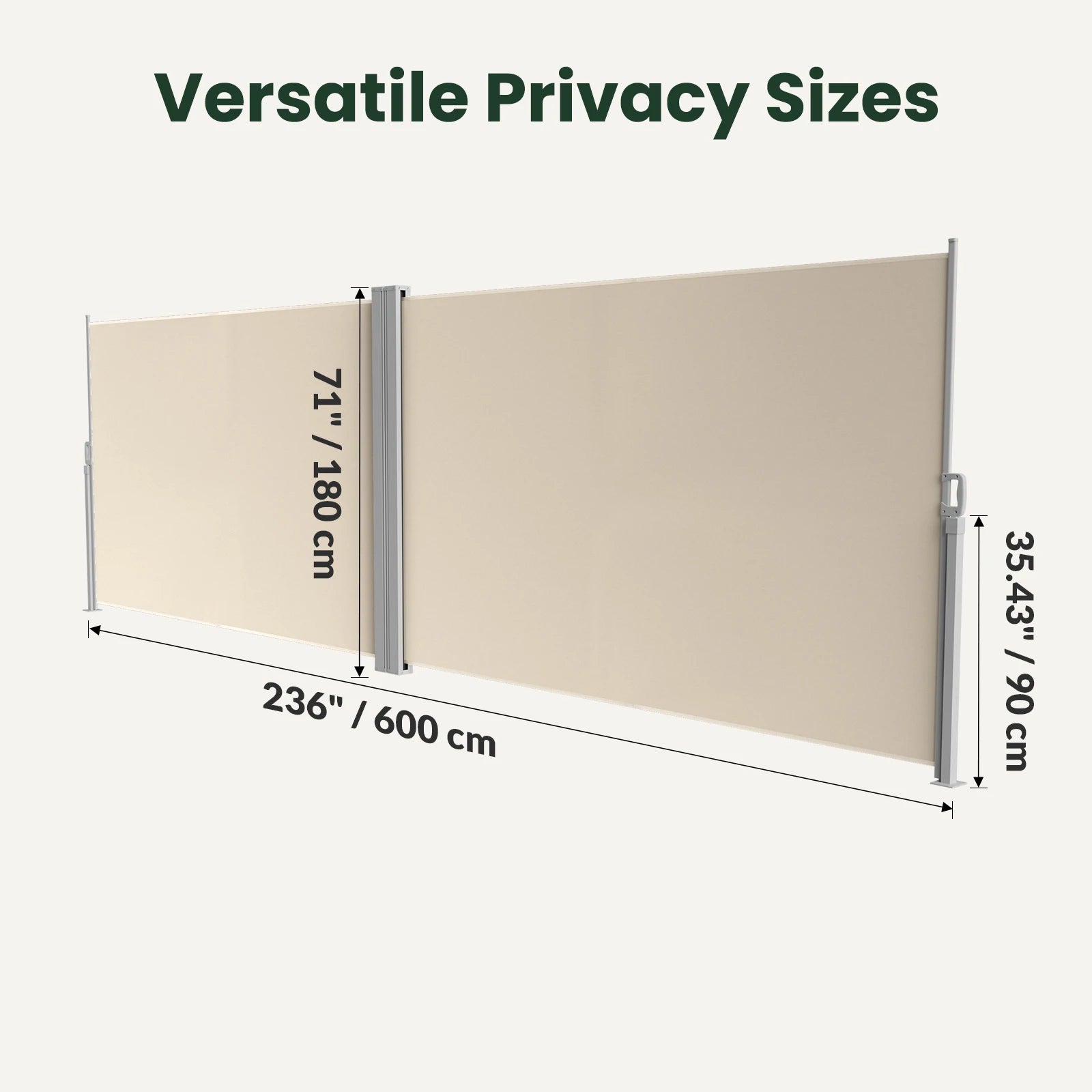 71" x 236" Retractable Side Awning Outdoor Privacy Screen, Waterproof UV Resistant Patio Privacy Divider for Balcony, Deck, Backyard, Garden & Pool