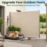 71" x 138" Retractable Side Awning Outdoor Privacy Screen, Waterproof UV Resistant Patio Privacy Divider for Balcony, Deck, Backyard, Garden & Pool