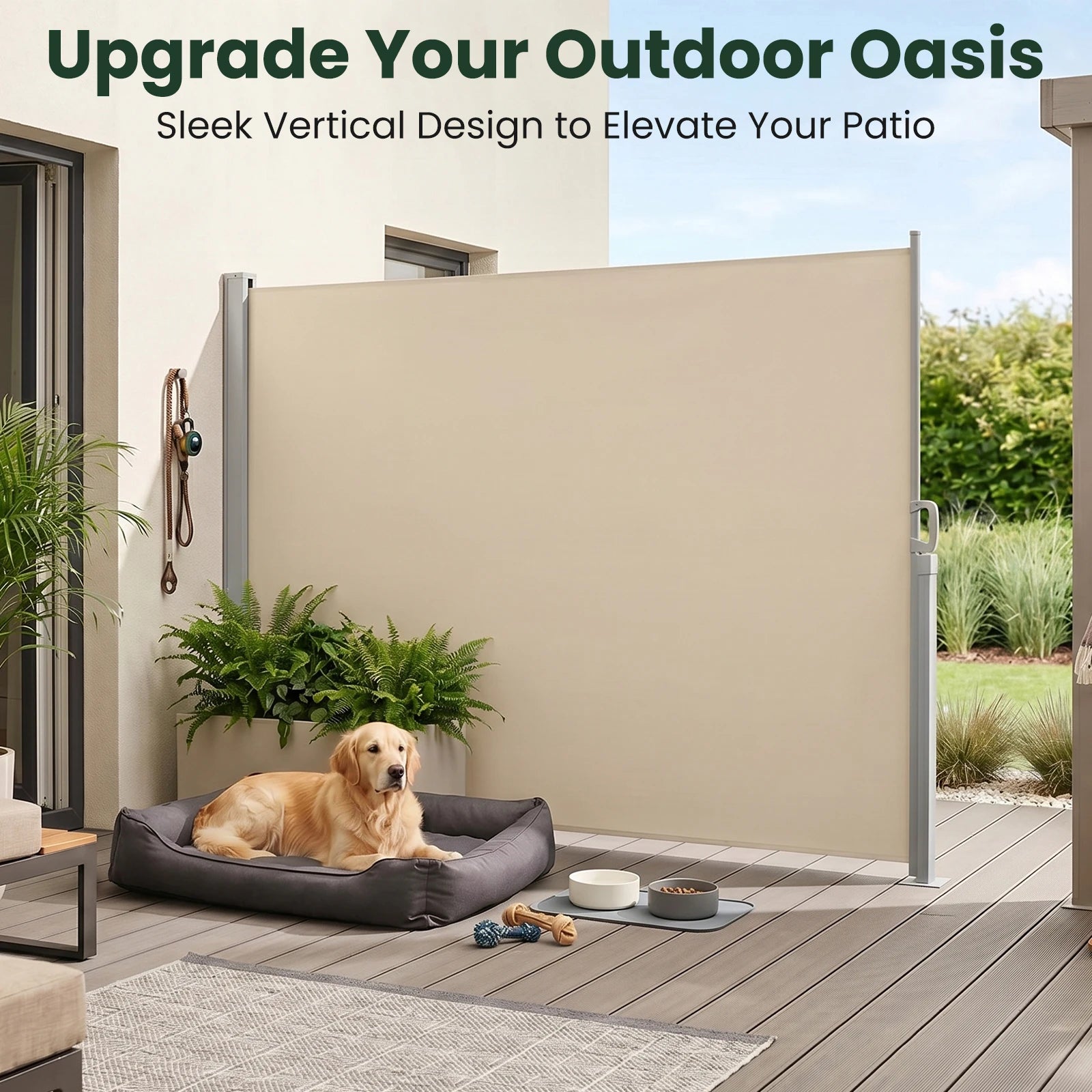 71" x 138" Retractable Side Awning Outdoor Privacy Screen, Waterproof UV Resistant Patio Privacy Divider for Balcony, Deck, Backyard, Garden & Pool