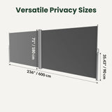 71" x 236" Retractable Side Awning Outdoor Privacy Screen, Waterproof UV Resistant Patio Privacy Divider for Balcony, Deck, Backyard, Garden & Pool