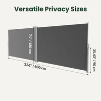 71" x 236" Retractable Side Awning Outdoor Privacy Screen, Waterproof UV Resistant Patio Privacy Divider for Balcony, Deck, Backyard, Garden & Pool