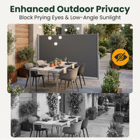 71" x 138" Retractable Side Awning Outdoor Privacy Screen, Waterproof UV Resistant Patio Privacy Divider for Balcony, Deck, Backyard, Garden & Pool