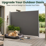 71" x 138" Retractable Side Awning Outdoor Privacy Screen, Waterproof UV Resistant Patio Privacy Divider for Balcony, Deck, Backyard, Garden & Pool