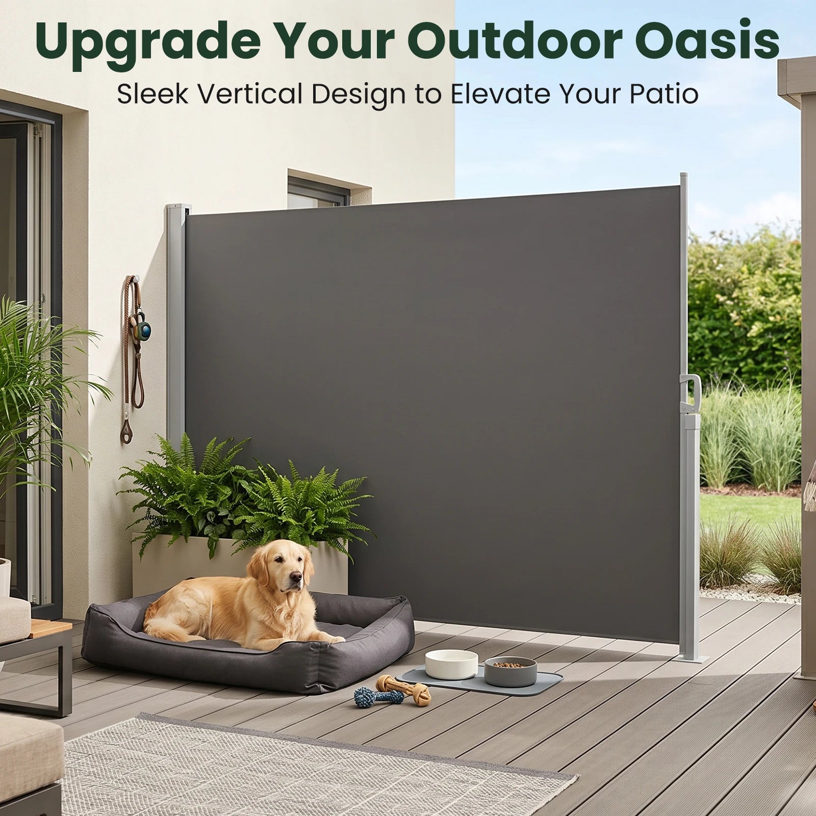 71" x 138" Retractable Side Awning Outdoor Privacy Screen, Waterproof UV Resistant Patio Privacy Divider for Balcony, Deck, Backyard, Garden & Pool