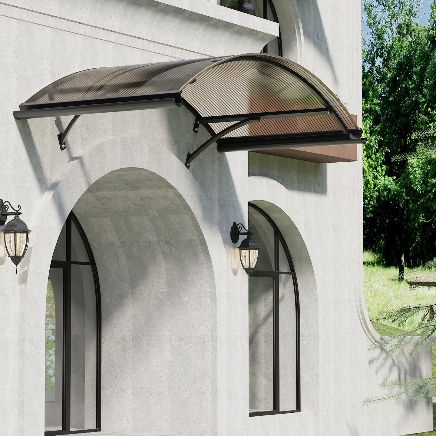Dawninghome Round Arch Awnings With Aluminum Alloy Brackets For Door Patio House Decor