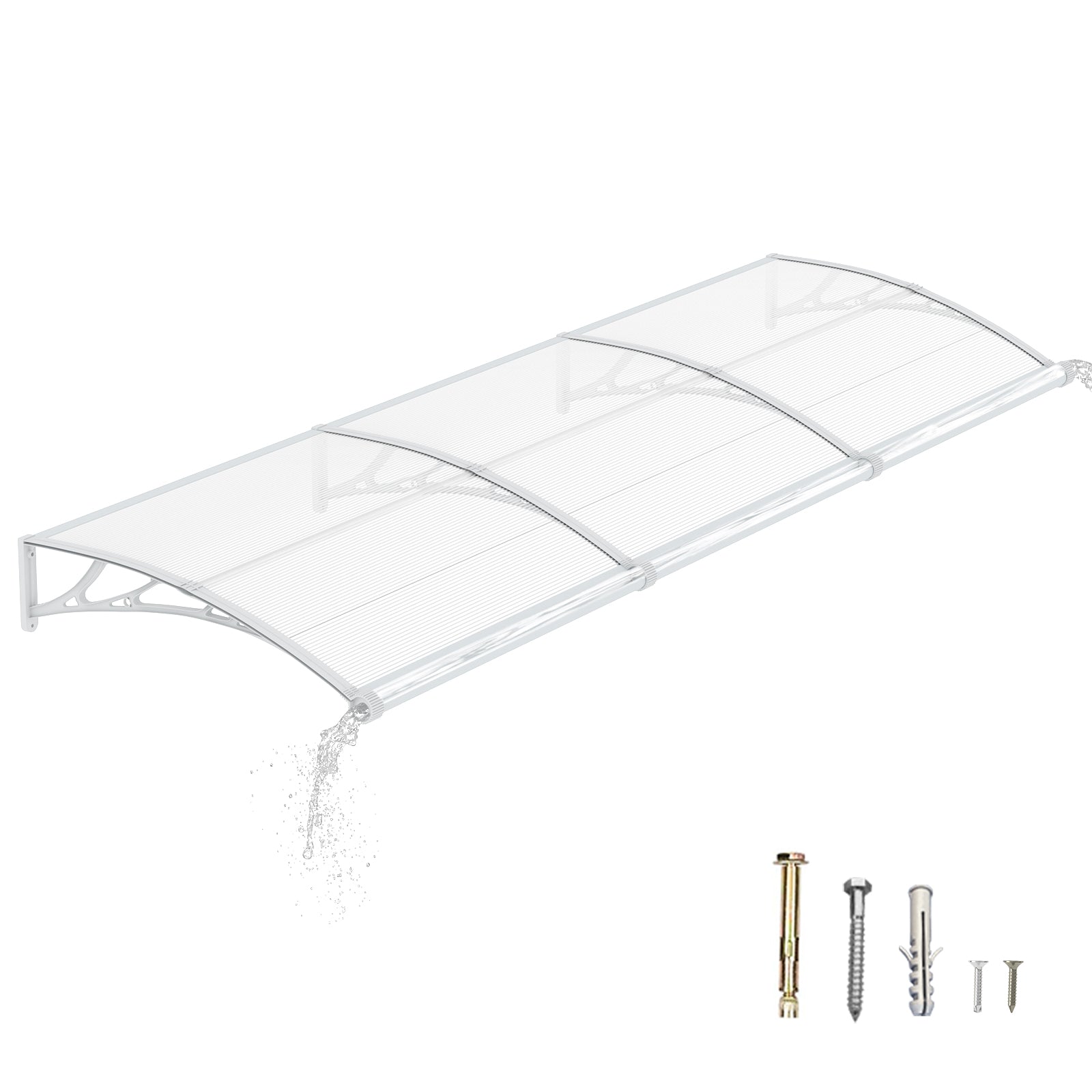 Door Awning Canopy with Drainage, Polycarbonate Exterior Door & Window Awning, UV Rain Snow Protection for Porch Patio Entrance