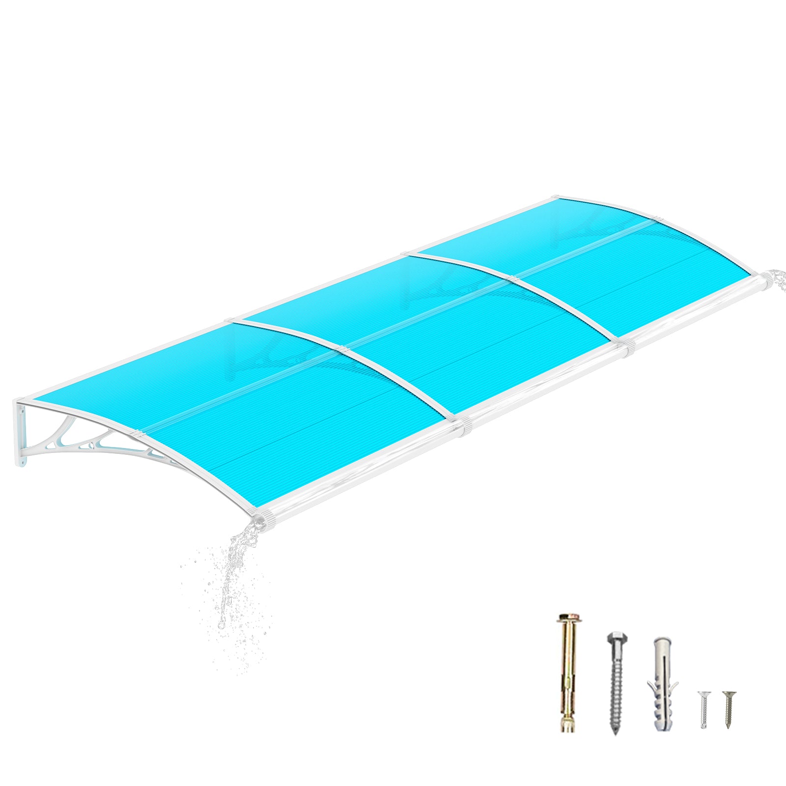 Door Awning Canopy with Drainage, Polycarbonate Exterior Door & Window Awning, UV Rain Snow Protection for Porch Patio Entrance