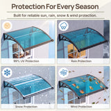 Dawning Home Window Awning Door Canopy – Polycarbonate Hollow Sheet with ABS Bracket and Separate Drainage Sink