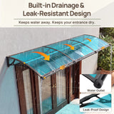 Dawning Home Window Awning Door Canopy – Polycarbonate Hollow Sheet with ABS Bracket and Separate Drainage Sink
