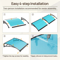 Dawning Home Window Awning Door Canopy – Polycarbonate Hollow Sheet with ABS Bracket and Separate Drainage Sink