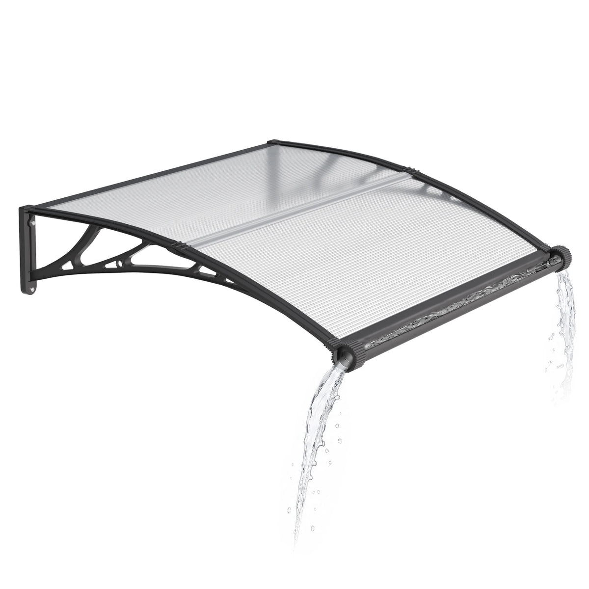 Dawning Home Window Awning Door Canopy – Polycarbonate Hollow Sheet with ABS Bracket and Separate Drainage Sink