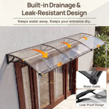 Dawning Home Window Awning Door Canopy – Polycarbonate Hollow Sheet with ABS Bracket and Separate Drainage Sink