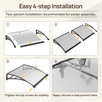 Dawning Home Window Awning Door Canopy – Polycarbonate Hollow Sheet with ABS Bracket and Separate Drainage Sink