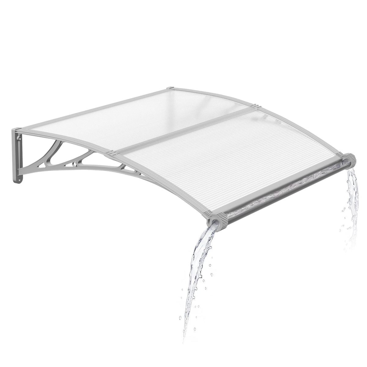 Dawning Home Window Awning Door Canopy – Polycarbonate Hollow Sheet with ABS Bracket and Separate Drainage Sink