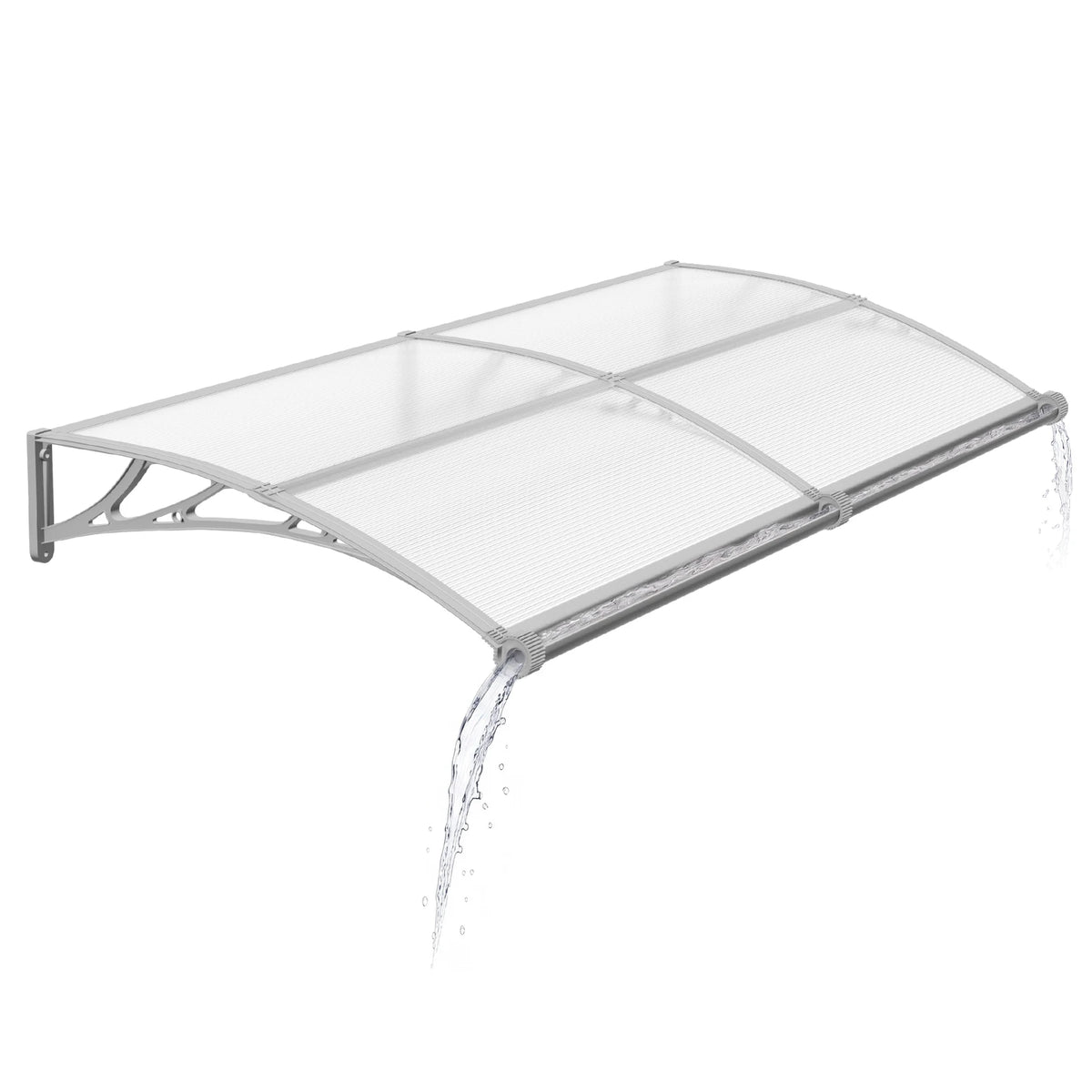 Dawning Home Window Awning Door Canopy – Polycarbonate Hollow Sheet with ABS Bracket and Separate Drainage Sink