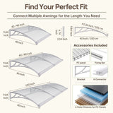 Dawning Home Window Awning Door Canopy – Polycarbonate Hollow Sheet with ABS Bracket and Separate Drainage Sink