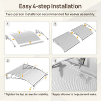 Dawning Home Window Awning Door Canopy – Polycarbonate Hollow Sheet with ABS Bracket and Separate Drainage Sink