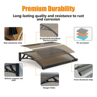 GUANSU-CN Toldo para ventana con gran drenaje para fregadero, toldo para puerta, panel de policarbonato, toldo para ventana exterior, toldo para alero de puerta delantera