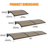 GUANSU-CN Toldo para ventana con gran drenaje para fregadero, toldo para puerta, panel de policarbonato, toldo para ventana exterior, toldo para alero de puerta delantera