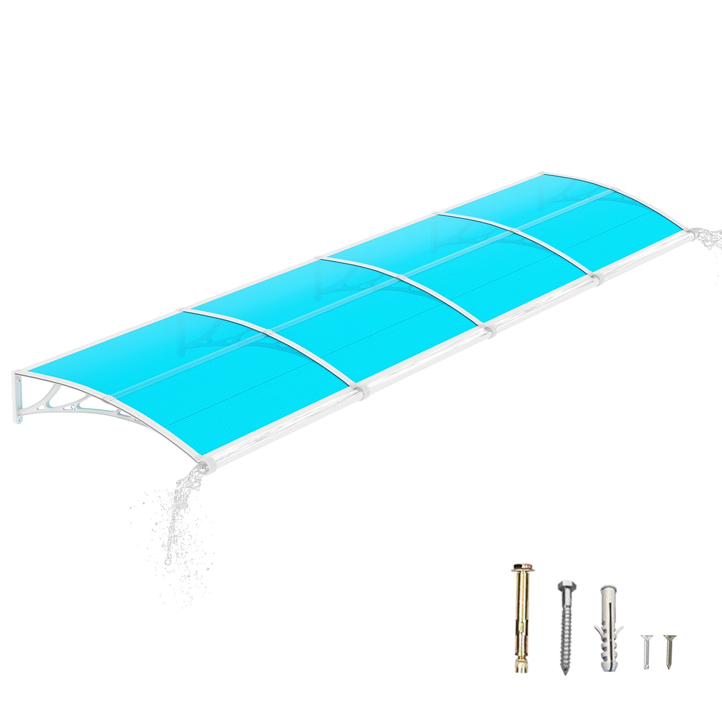 40x160 inches Door Awning Canopy with Drainage – Polycarbonate Exterior Door & Window Awning, UV Rain Snow Protection for Porch Patio Entrance