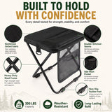 16" Collapsible Folding Stool with Storage Pockets
