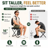 16" Collapsible Folding Stool with Storage Pockets