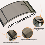 Auvents à arc rond GUANSU-CN avec supports en alliage d'aluminium pour porte, patio, décoration de maison